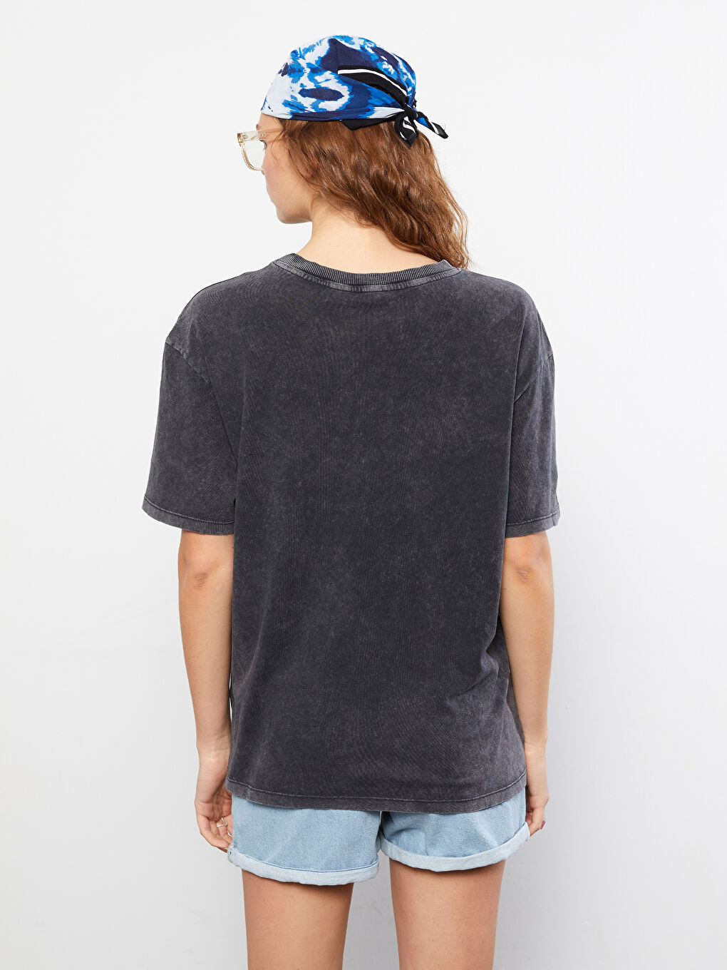 Crew Neck Printed Short Sleeve Cotton Women's T-shirt-4