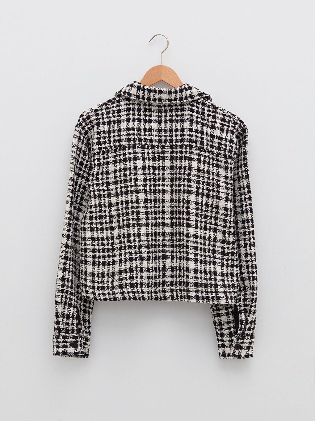 Shirt Neck Plaid Long Sleeve Women's Jacket-7