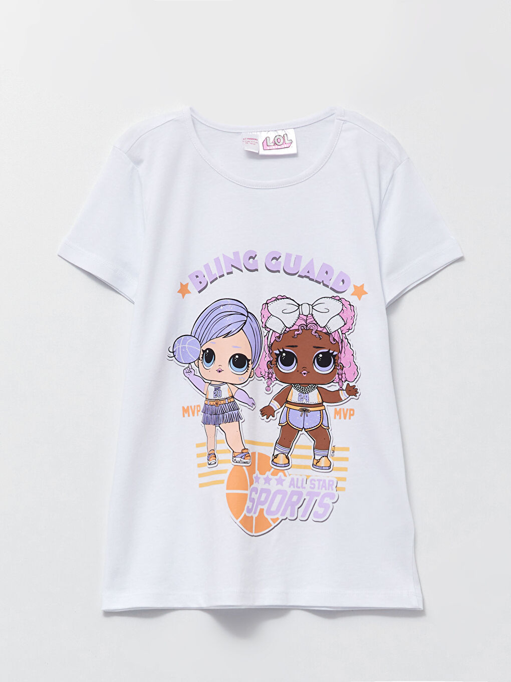 Beyaz Bisiklet Yaka LOL Surprise OMG Lisanslı Kısa Kollu Kız Çocuk Pijama Takımı-1