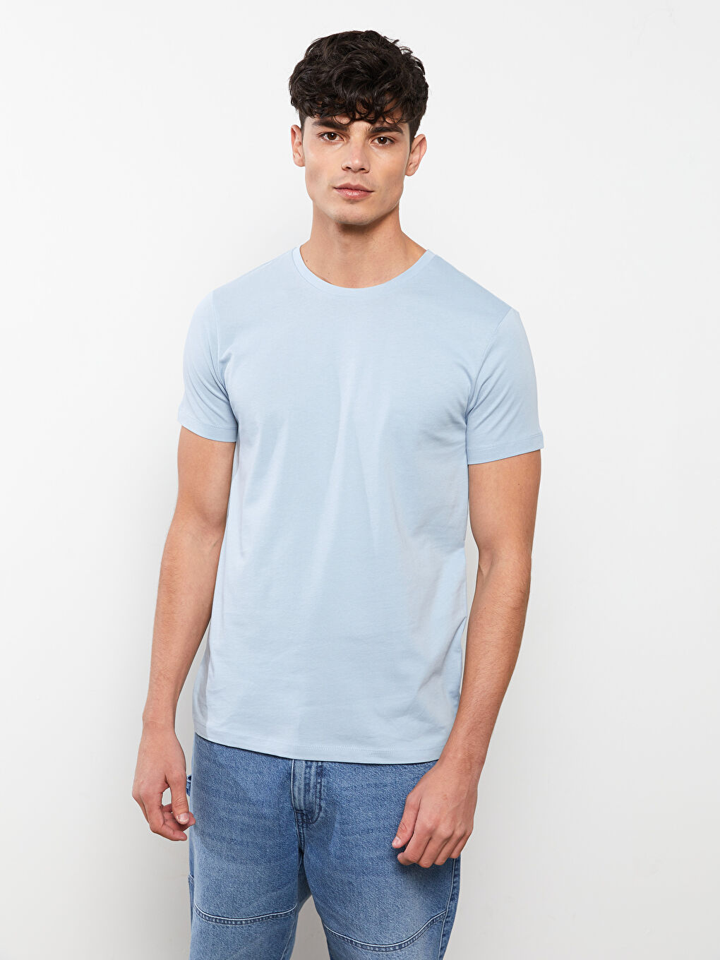 تيشيرت رجالي ياقة دائرية كم قصير قطن ممشط أساسي-1