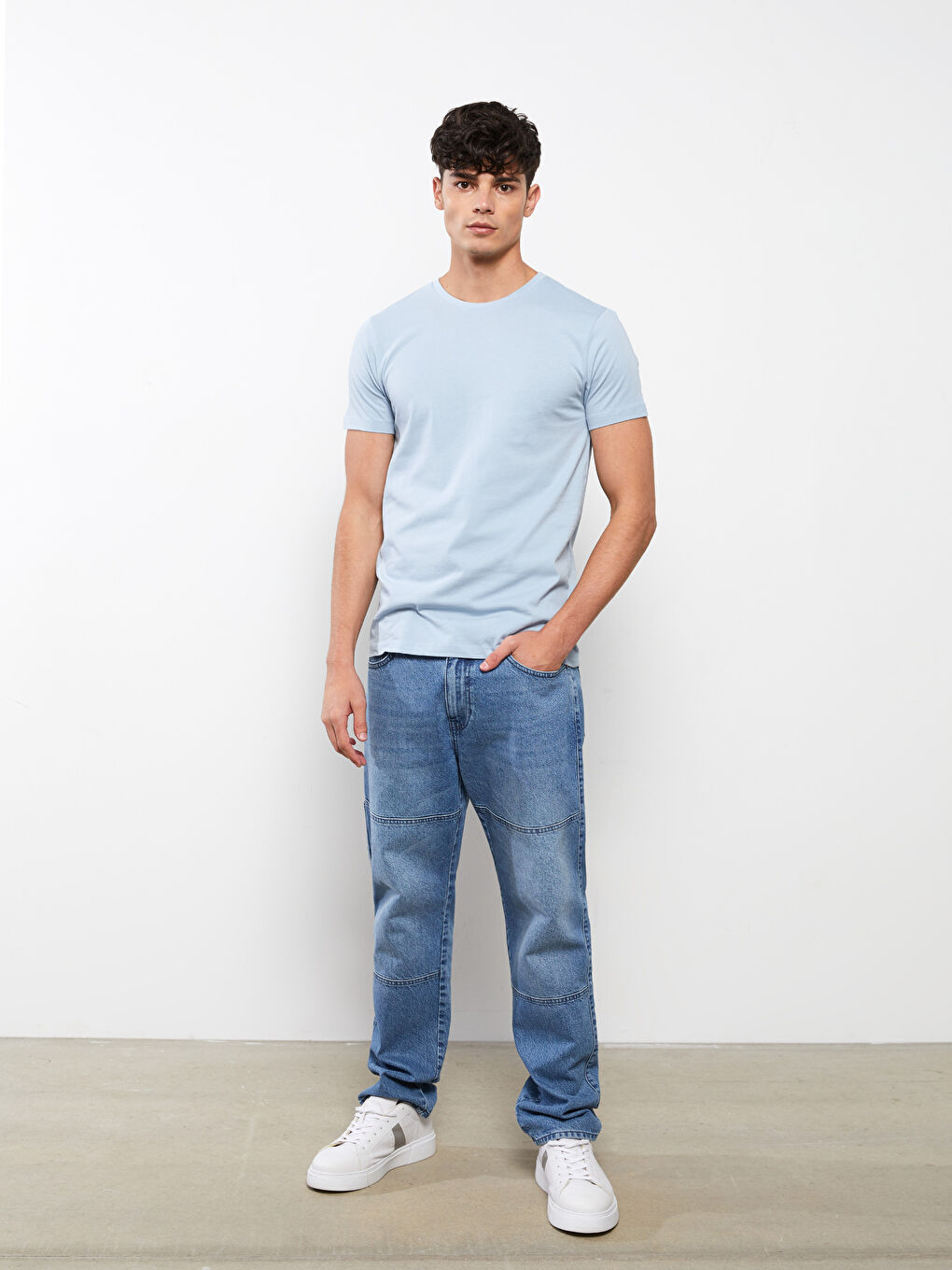 تيشيرت رجالي ياقة دائرية كم قصير قطن ممشط أساسي-2