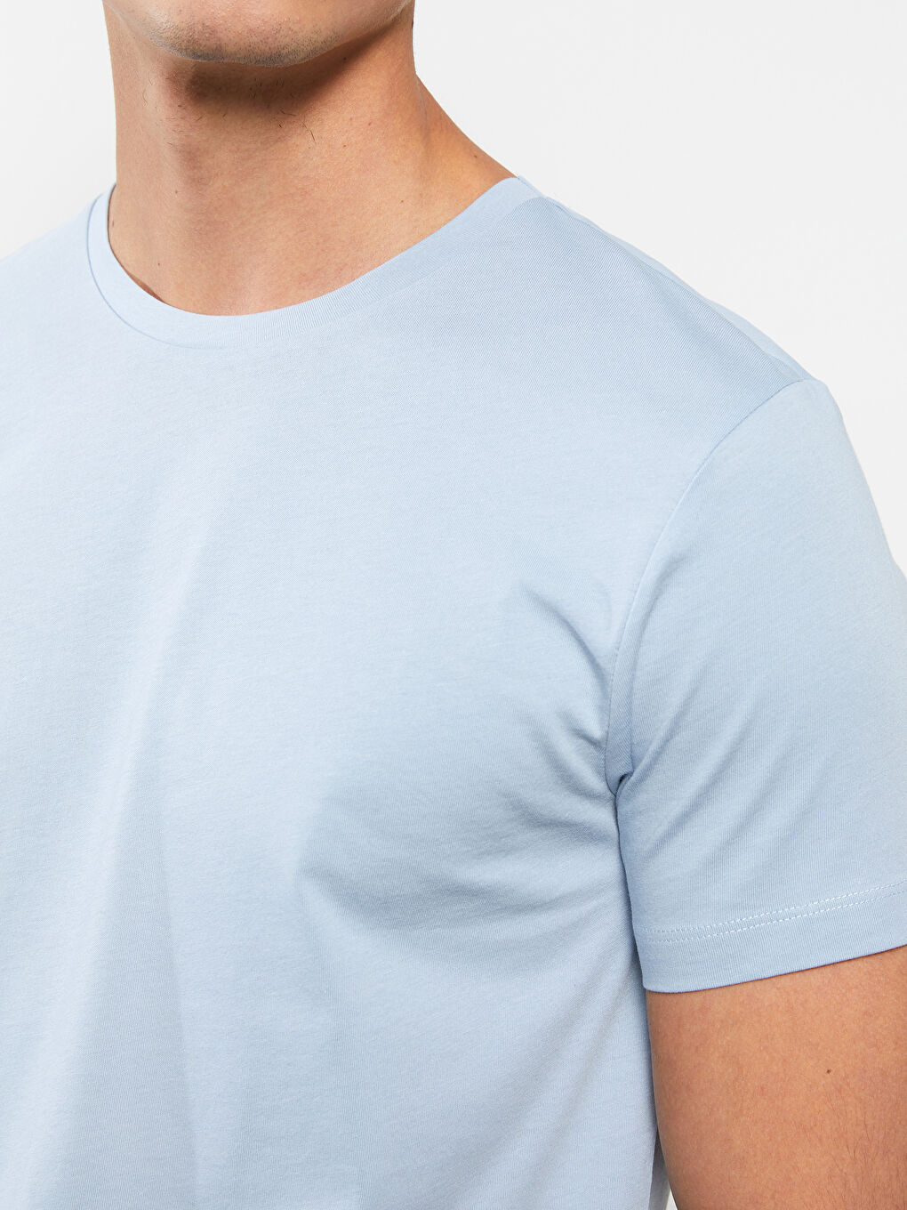 تيشيرت رجالي ياقة دائرية كم قصير قطن ممشط أساسي-3