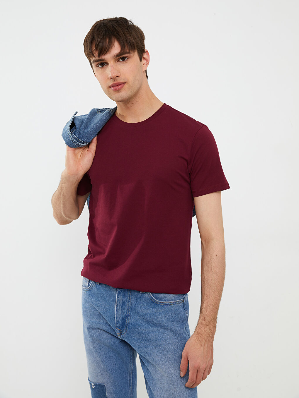 تيشيرت رجالي ياقة دائرية كم قصير قطن ممشط أساسي-2