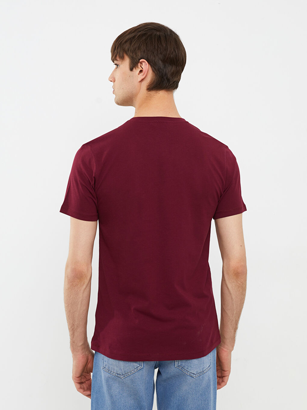 تيشيرت رجالي ياقة دائرية كم قصير قطن ممشط أساسي-4