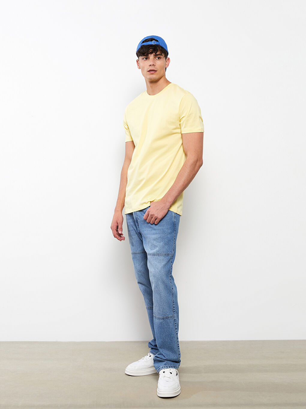 تيشيرت رجالي ياقة دائرية كم قصير قطن ممشط أساسي-1