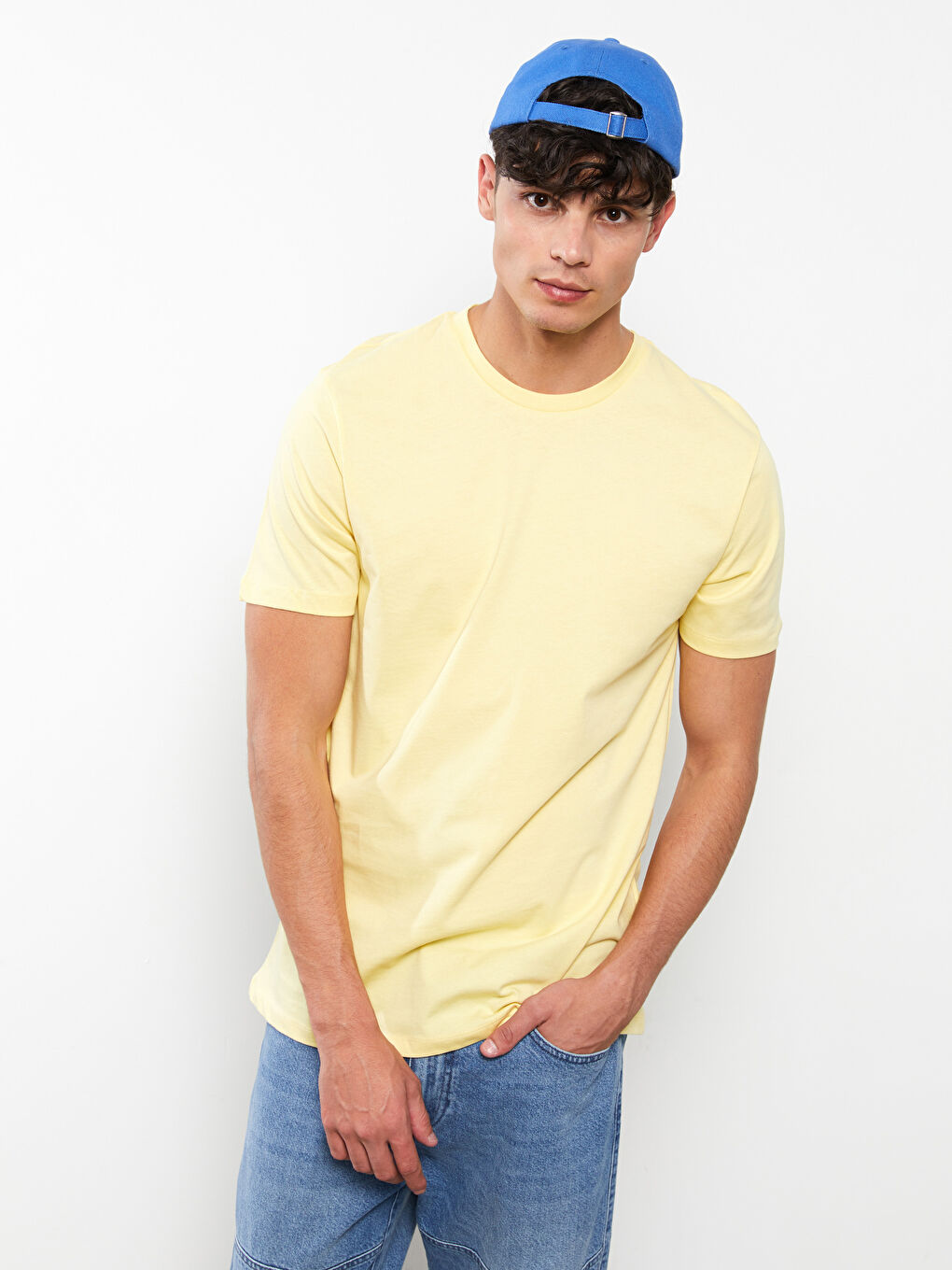 تيشيرت رجالي ياقة دائرية كم قصير قطن ممشط أساسي-2