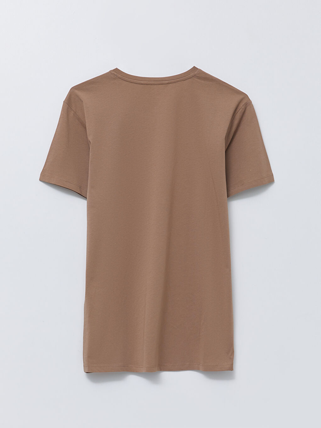 Kahverengi Bisiklet Yaka Kısa Kollu Basic Penye Erkek Tişört-6