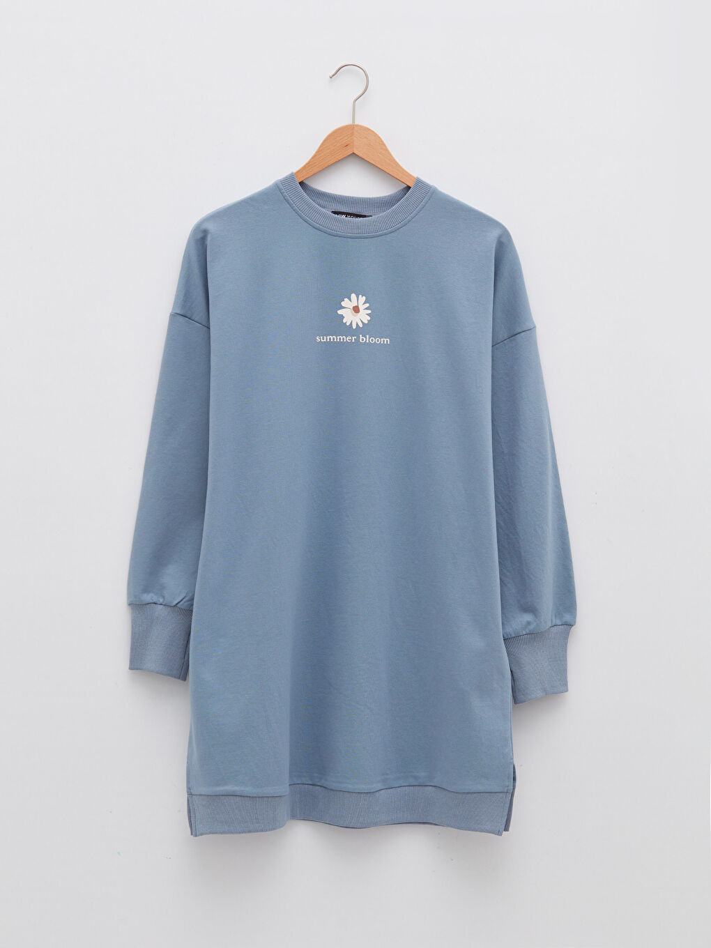 Mavi Bisiklet Yaka Baskılı Uzun Kollu Kadın Sweatshirt Tunik-5