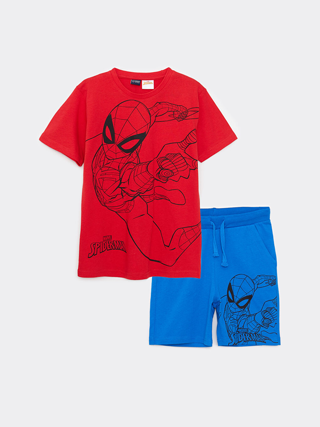 LCW Kids Crew Neck Spider-Man Printed Short Sleeve Boys' T-Shirt and Shorts -S2GH15Z4-HPF