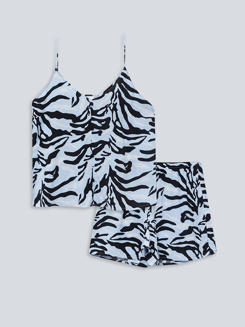 V-Neck Patterned Strap Viscose Women's Pajamas Set -S2GH98Z8-LQJ