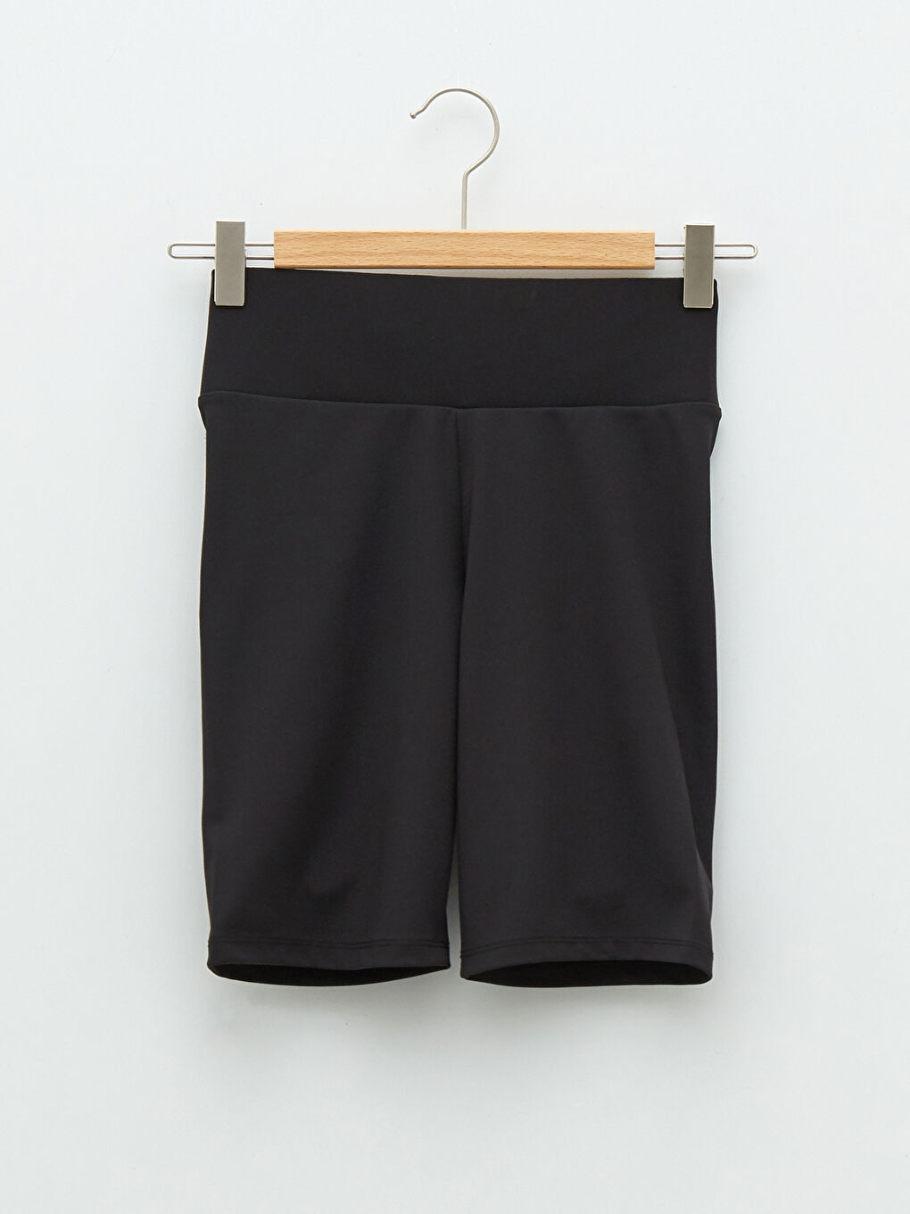 Siyah Kadın Beli Lastikli Düz Şort Tayt-5