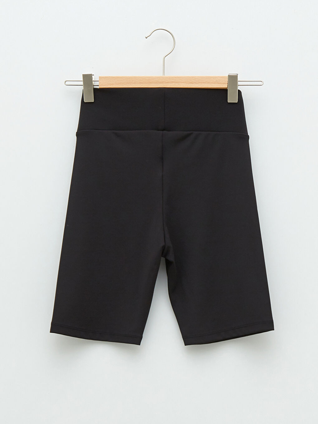 Siyah Kadın Beli Lastikli Düz Şort Tayt-6