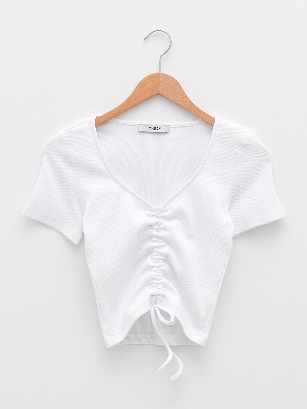 قميص قصير بياقة على شكل حرف V وكم قصير للسيدات-6