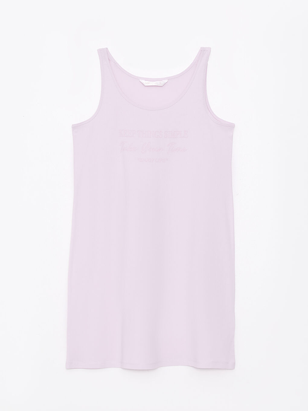 Lila U Yaka Baskılı Kolsuz Pamuklu Kadın Gecelik-5