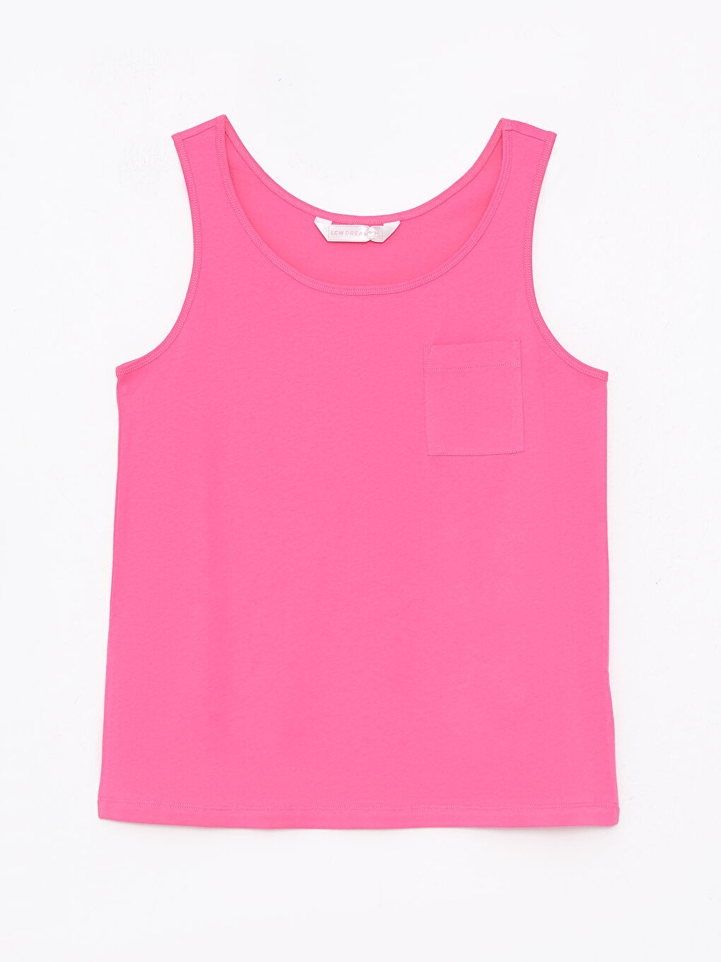 LCW DREAM Pembe U Yaka Düz Kolsuz Pamuklu Kadın Pijama Takımı - 6
