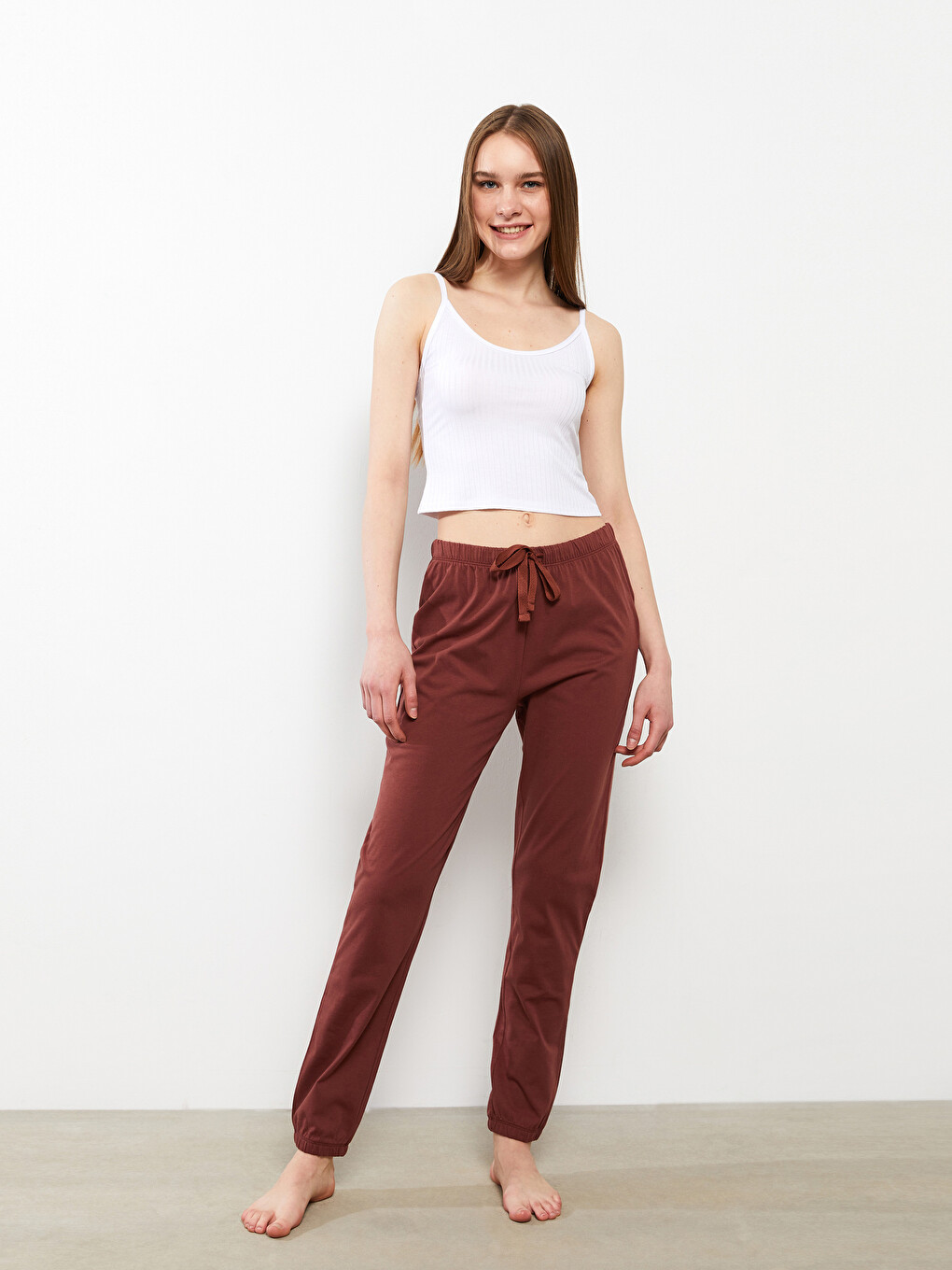 Bas De Pyjama Jogger En Coton Régulier À Taille Élastique Pour Femmes