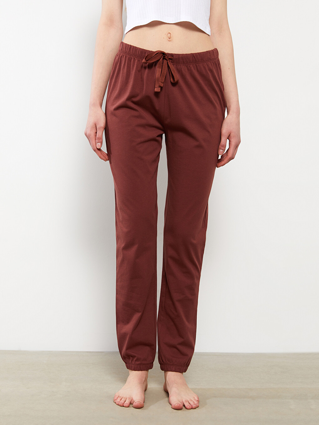 Bas De Pyjama Jogger En Coton Régulier À Taille Élastique Pour Femmes-2