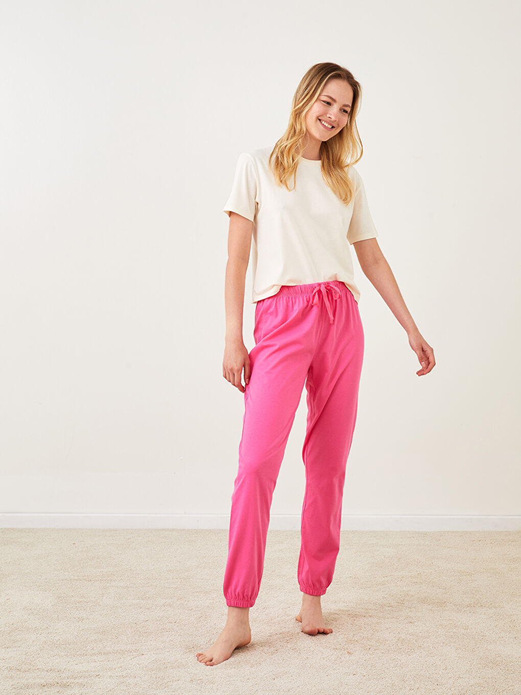 Παντελόνι Πιτζάμας Jogger Γυναικείο Βαμβακερό Με Λάστιχο Στη Μέση-1