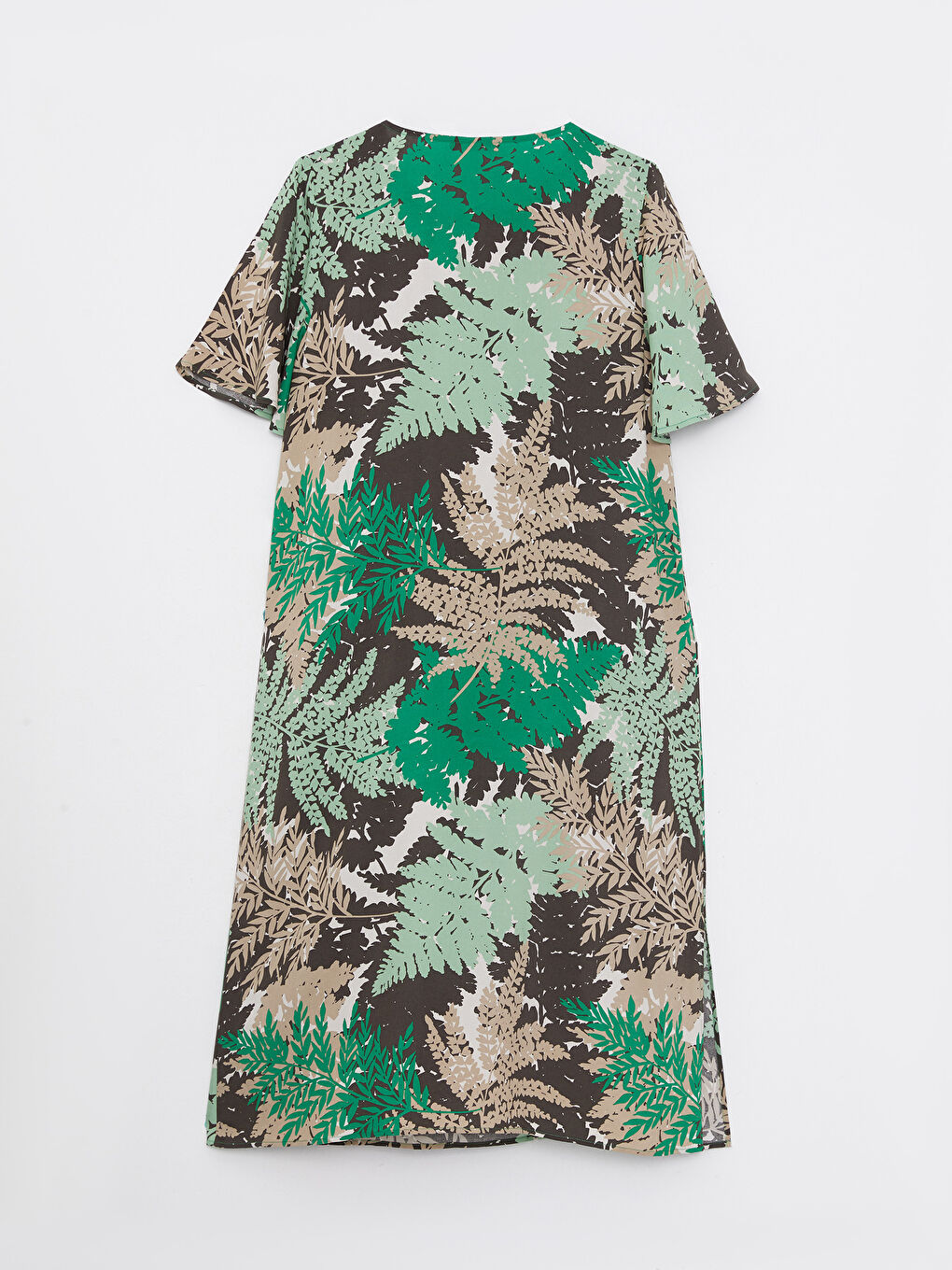 Tie Collar Patterned Short Sleeve Viscose Women's Dress-6