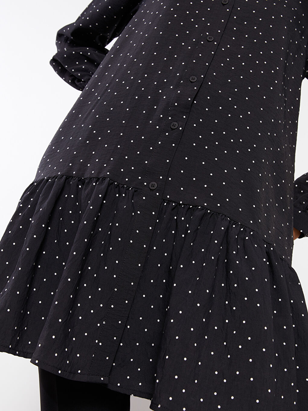 Tunică cu Decolteu Henley, Buline, Mânecă Lungă pentru Femei-3