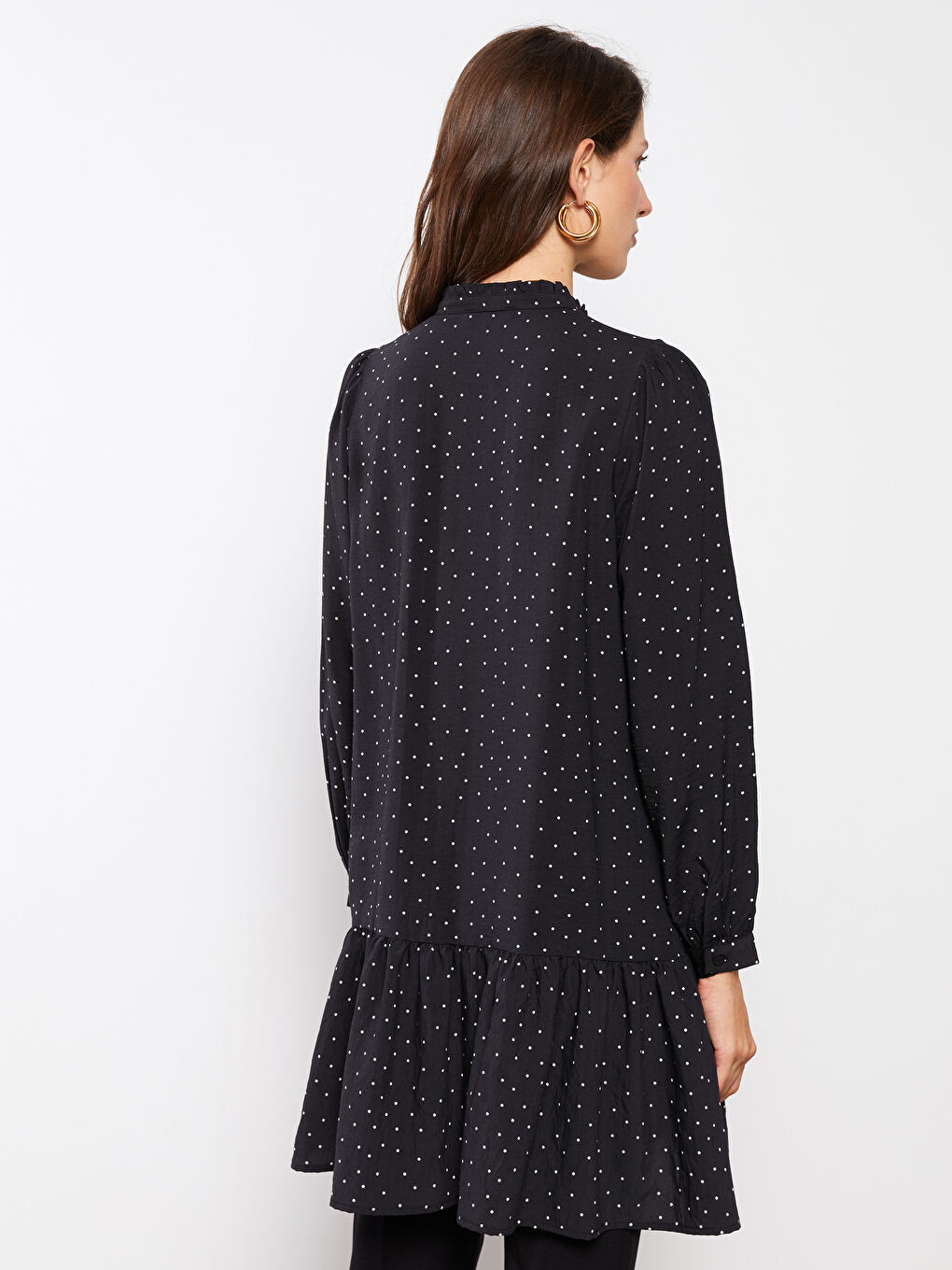 Tunică cu Decolteu Henley, Buline, Mânecă Lungă pentru Femei-4