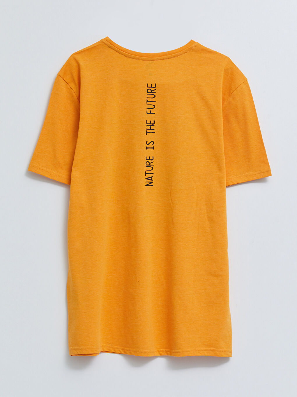 Turuncu Bisiklet Yaka Kısa Kollu Baskılı Erkek Tişört-6