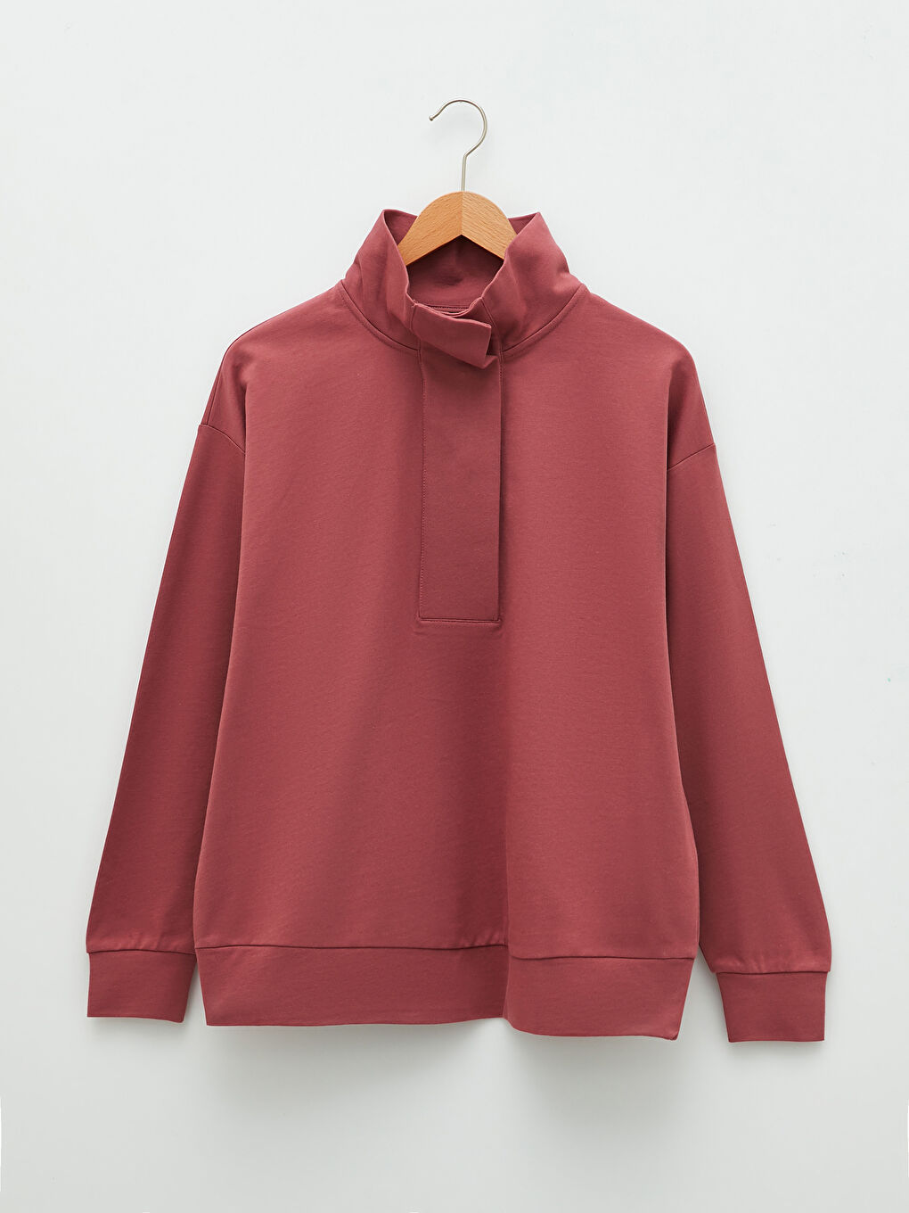 Ženska dukserica sa uspravnom kragnom, dugim rukavima i od pamuka-5