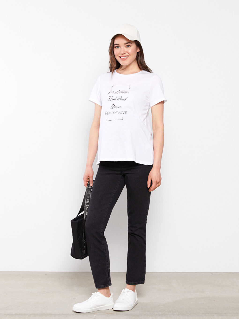 Crew Neck Letter Printed Short Sleeve Maternity T-Shirt-2