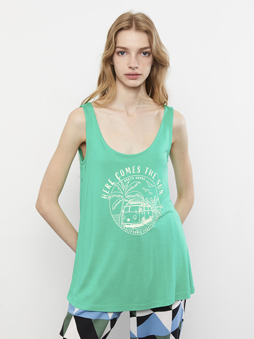 U Neck Printed Viscose Female Athlete -S2GI69Z8-GHU