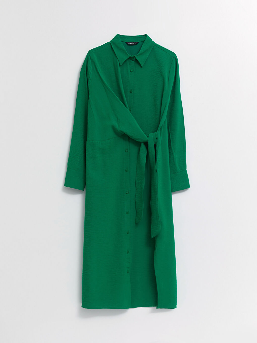 Yeşil Düz Uzun Kollu Kadın Gömlek Tunik-5