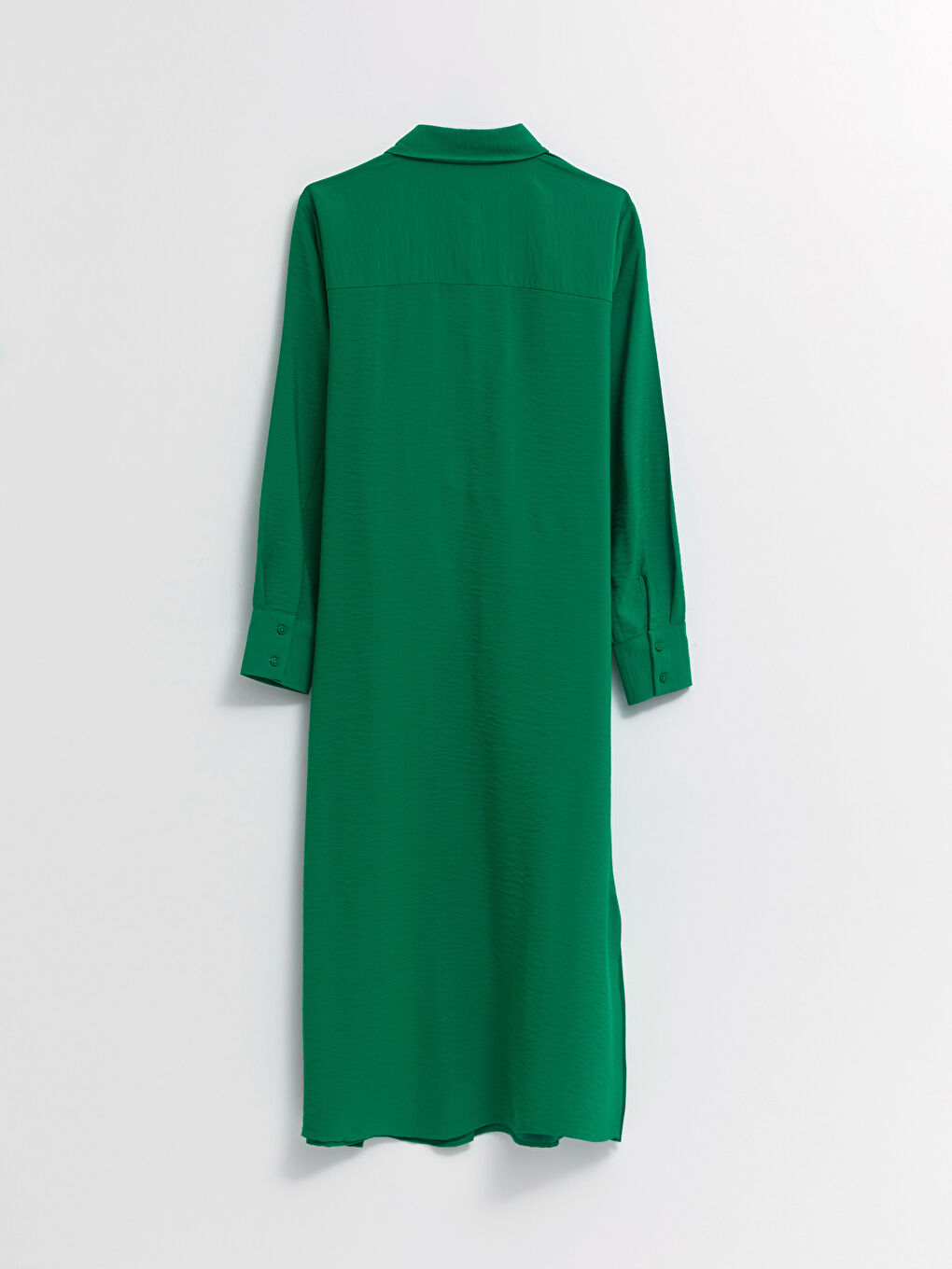 Yeşil Düz Uzun Kollu Kadın Gömlek Tunik-6