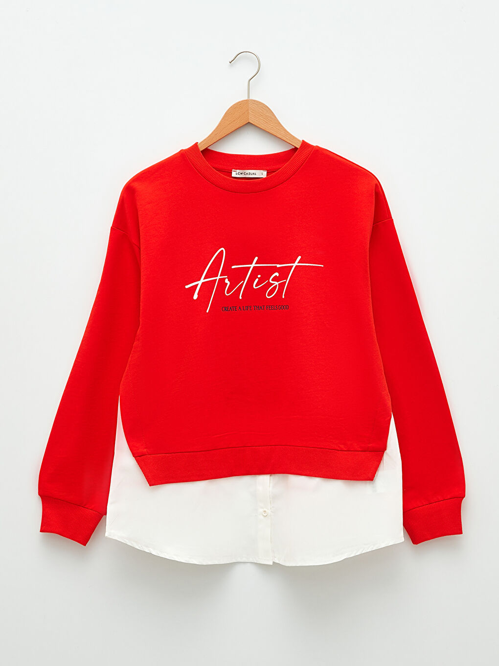 Turuncu Bisiklet Yaka Yazı Baskılı Uzun Kollu Kadın Sweatshirt-5