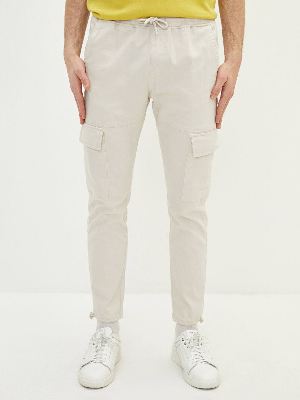 Bej Slim Fit Erkek Kargo Pantolon-3
