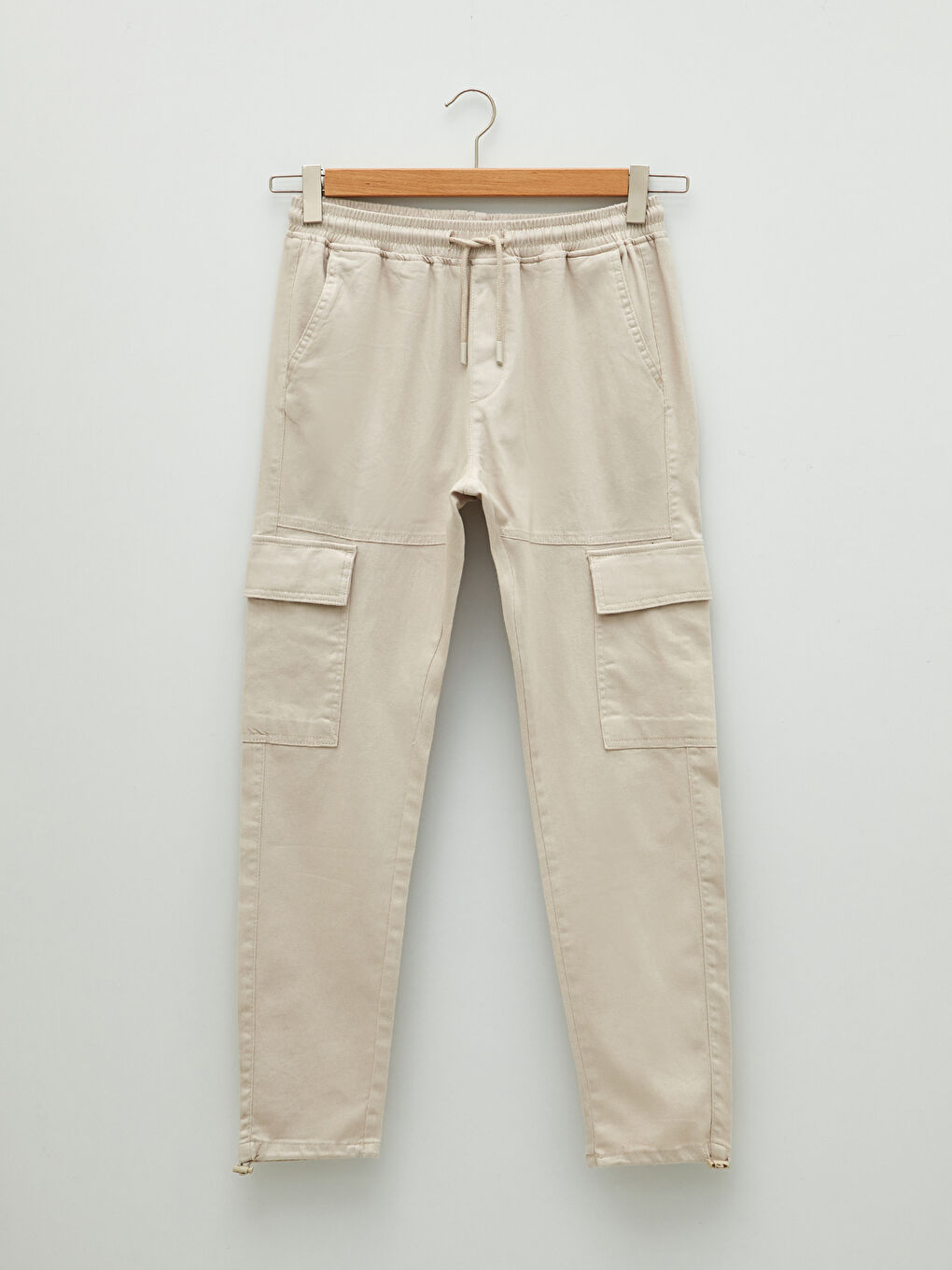 Bej Slim Fit Erkek Kargo Pantolon-5