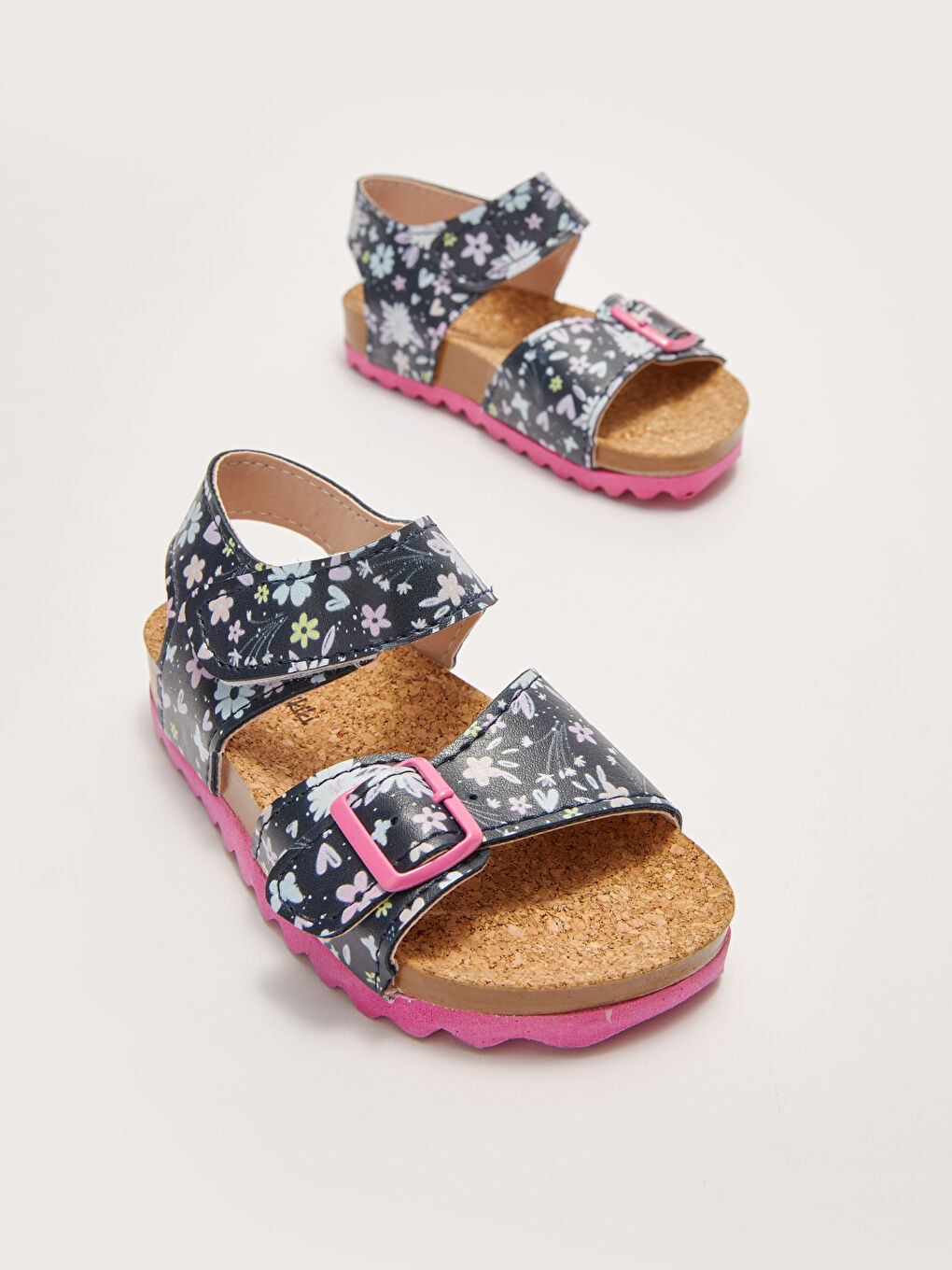 Sandales Imprimées à Double Bande avec Fermeture Velcro pour Bébé Fille-2