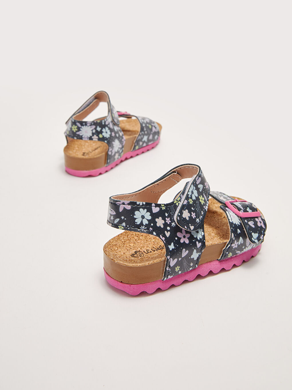 Sandales Imprimées à Double Bande avec Fermeture Velcro pour Bébé Fille-4