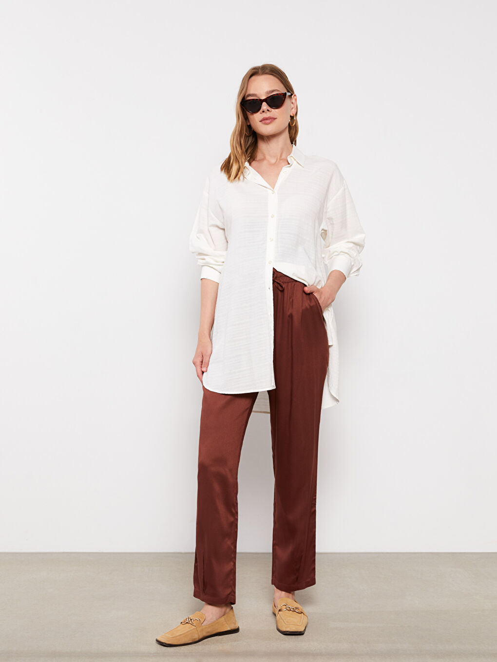 Elastic Waist Straight Pocket Detailed Gabardine Maternity Trousers -S2GJ43Z8-S4L