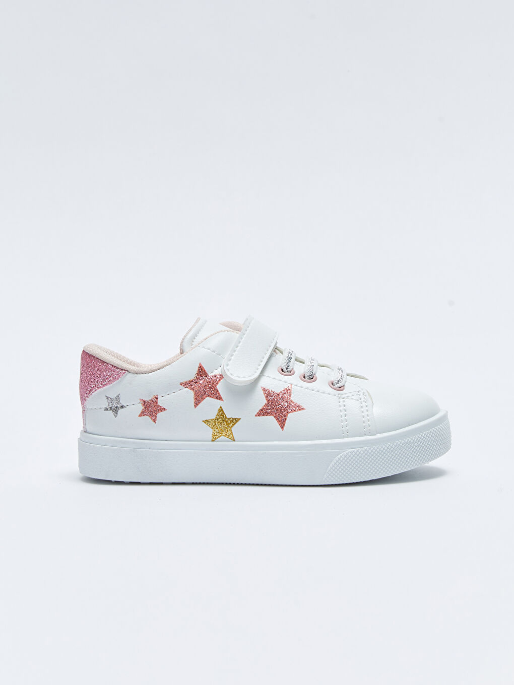 Beyaz Bağcık ve Cırt Cırtlı Kız Çocuk Spor Ayakkabı-1