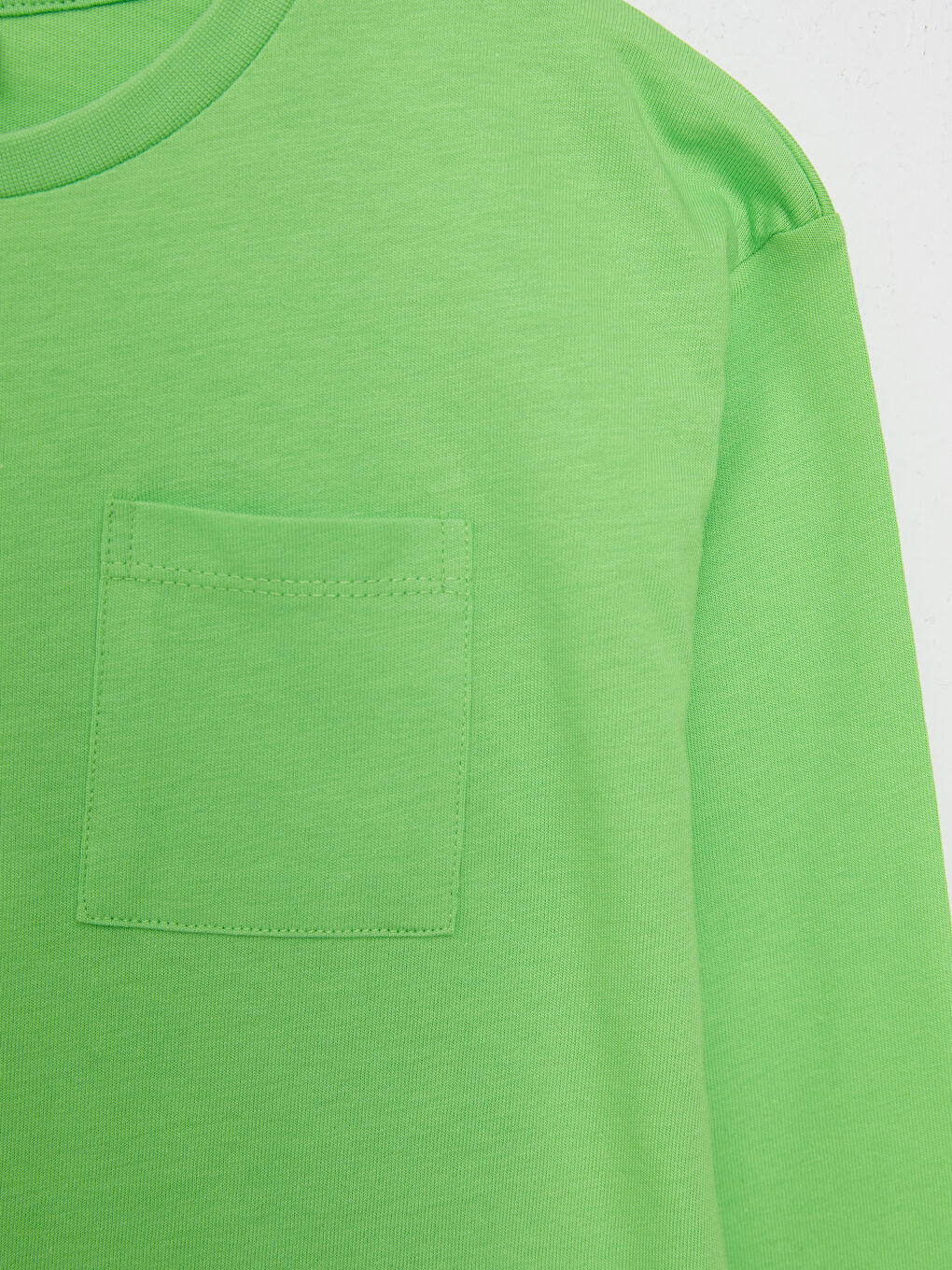 Yeşil Bisiklet Yaka Baskılı Uzun Kollu Pamuklu Erkek Çocuk Tişört-2