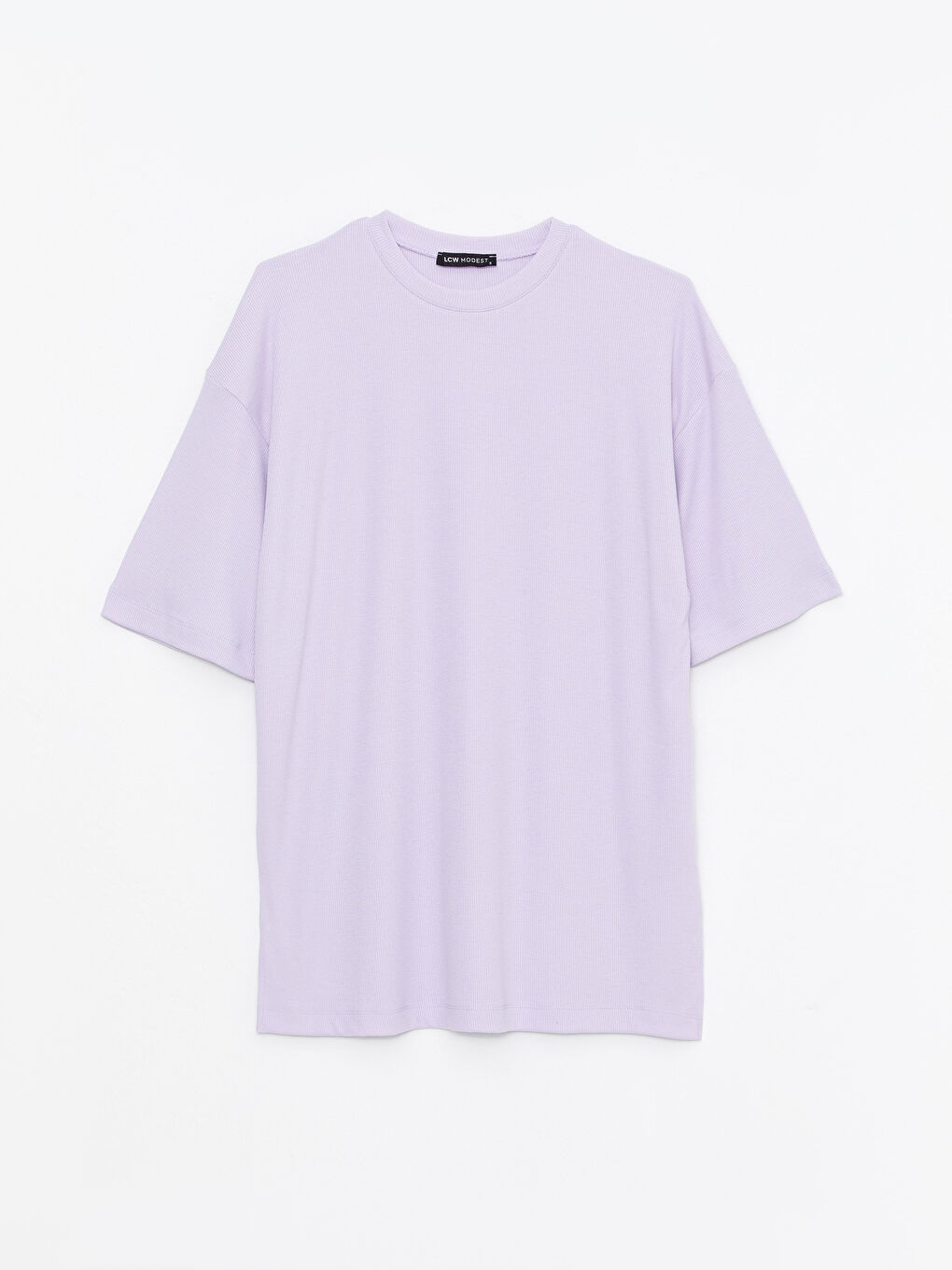 Tunică simplă cu mânecă scurtă și guler rotund pentru femei-5