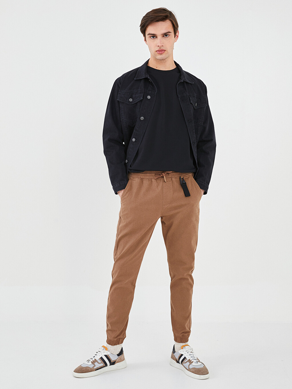 Kahverengi Slim Fit Erkek Jogger Pantolon-1