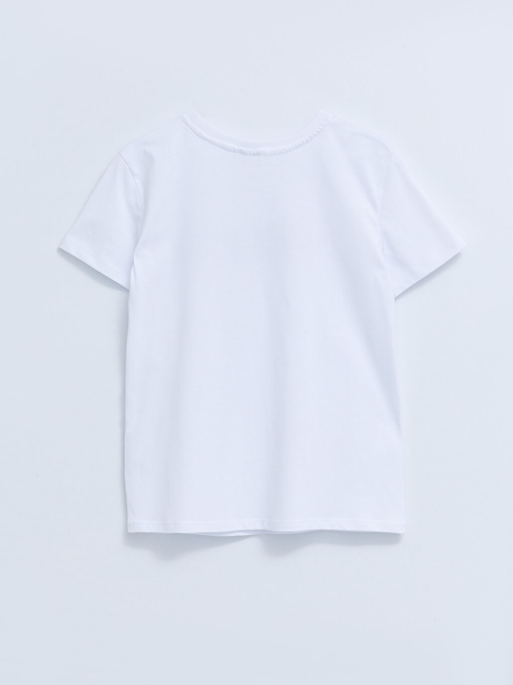 Beyaz Bisiklet Yaka Yazı Baskılı Kısa Kollu Pamuklu Kadın Tişört-7