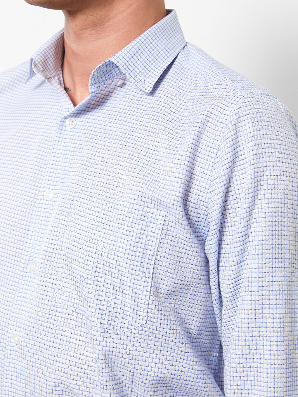 Regular Fit Long Sleeve Plaid Poplin Men's Shirt -S2GK24Z8-LLC