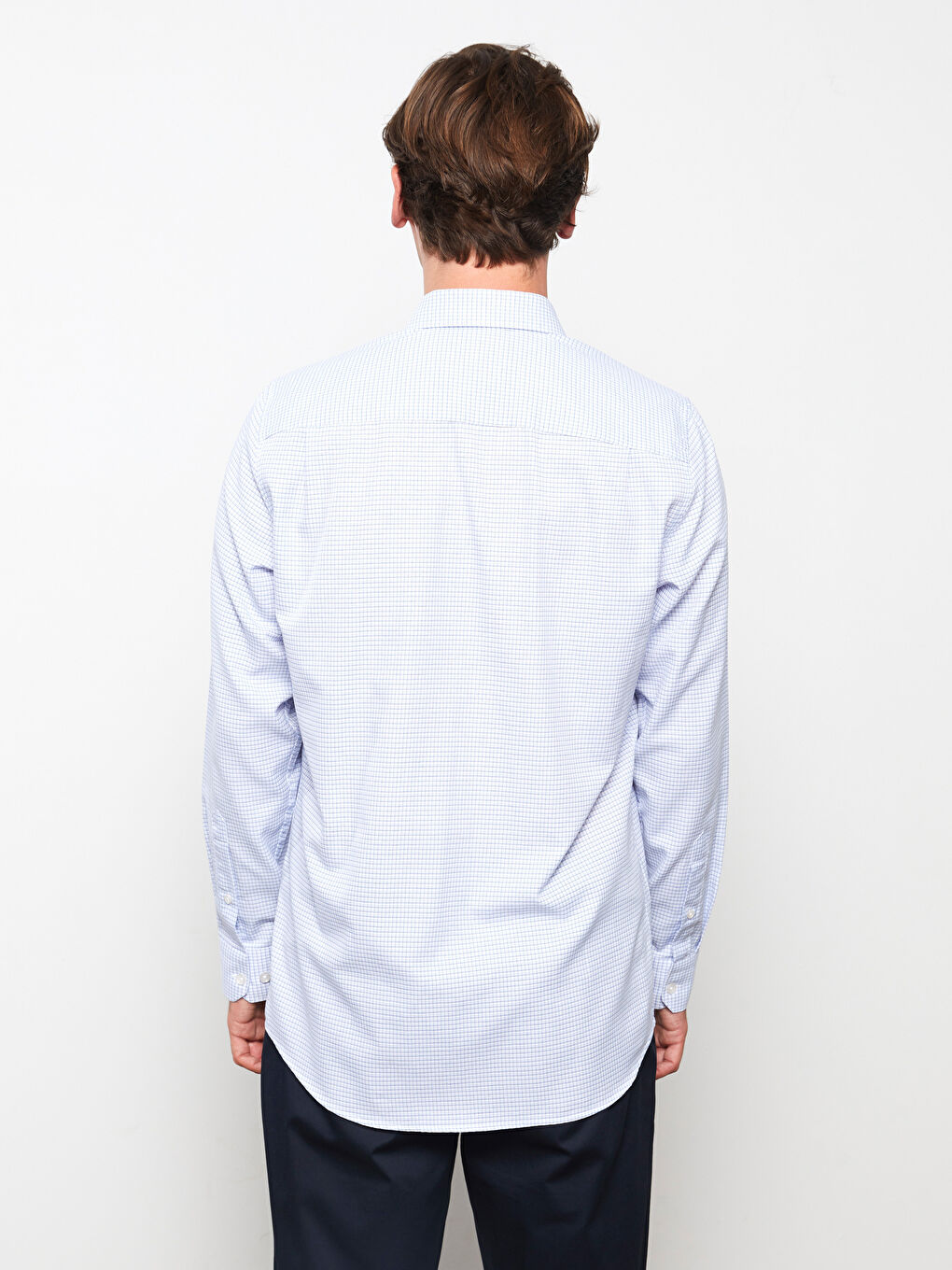 Regular Fit Long Sleeve Plaid Poplin Men's Shirt -S2GK24Z8-LLC