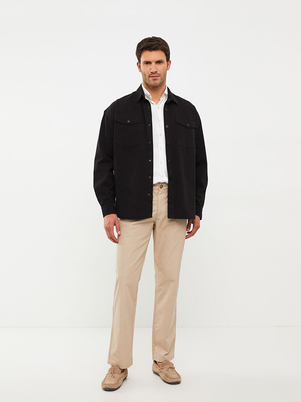 Pantaloni Chino pentru Bărbați cu Croială Largă-1