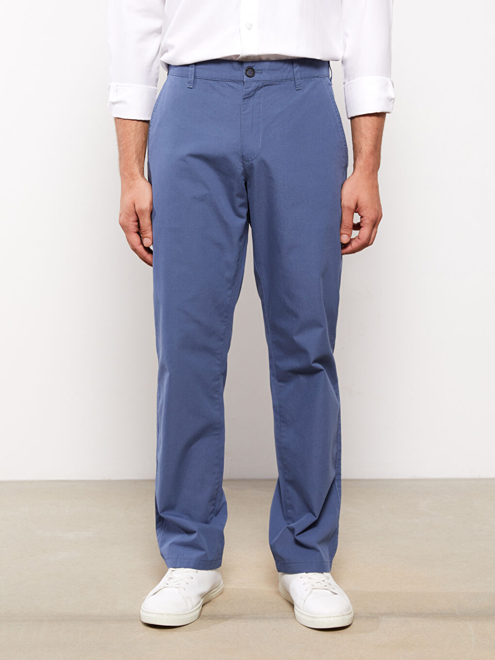 İndigo Geniş Kalıp Erkek Chino Pantolon-3