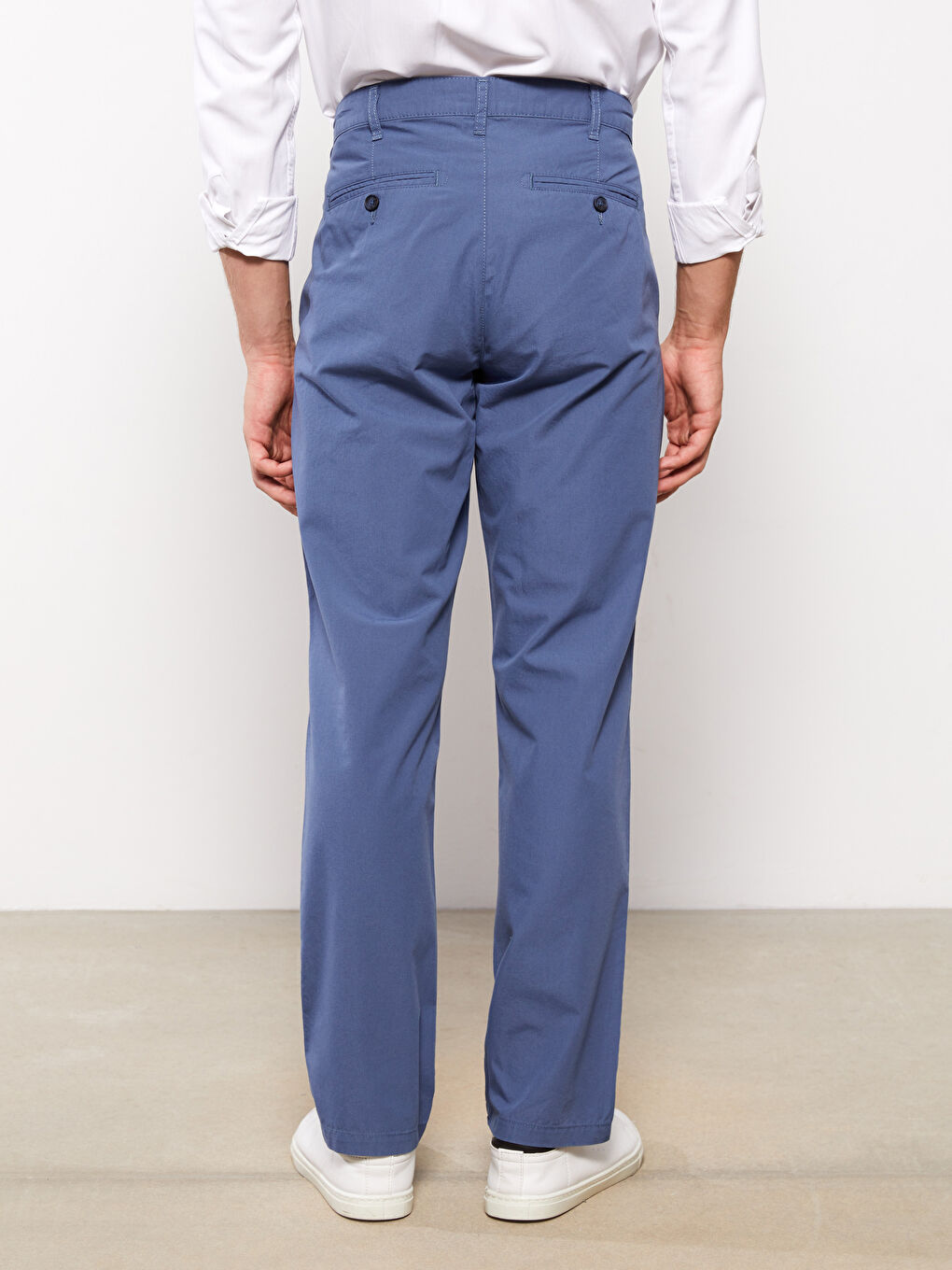 İndigo Geniş Kalıp Erkek Chino Pantolon-4