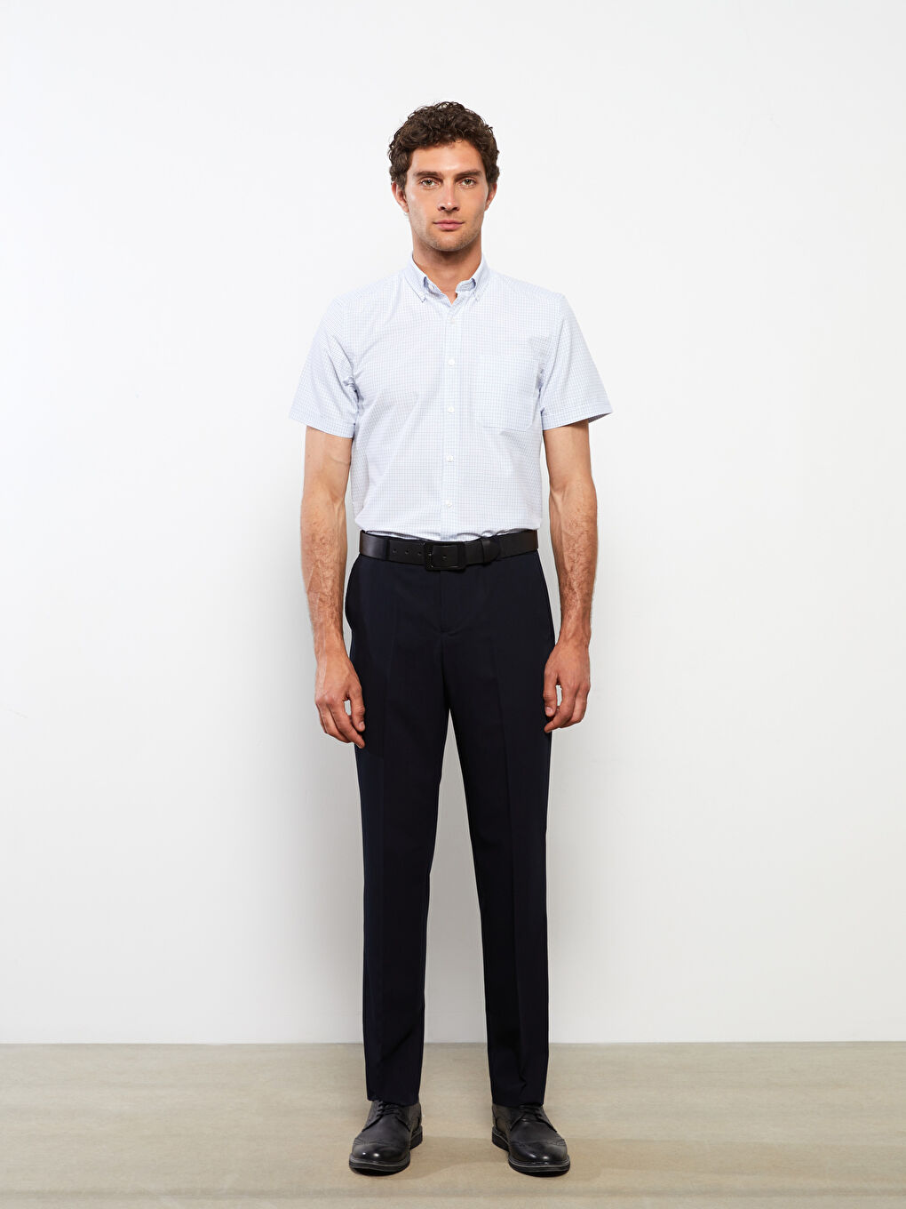 Regular Fit Short Sleeve Plaid Poplin Men's Shirt -S2GK28Z8-LPT