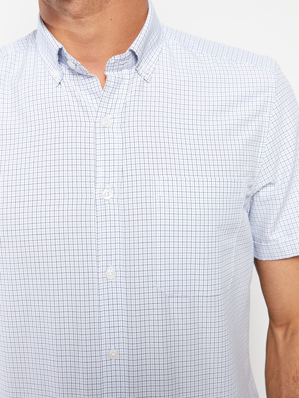 Regular Fit Short Sleeve Plaid Poplin Men's Shirt -S2GK28Z8-LPT