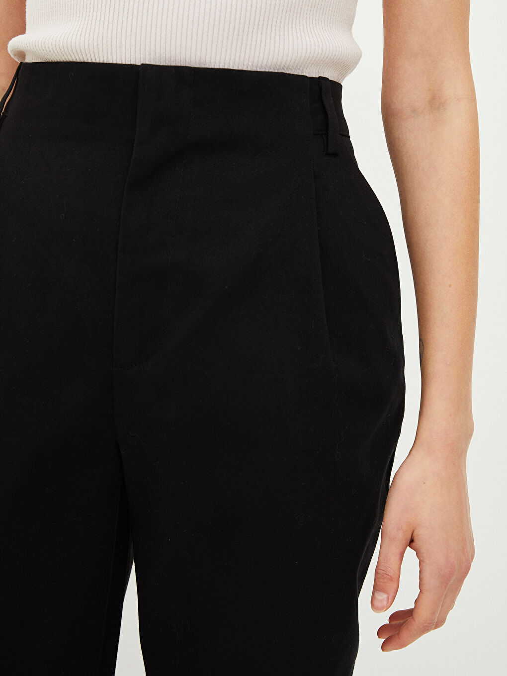 بنطلون سادة عالي الخصر بقصة عادية للسيدات-9